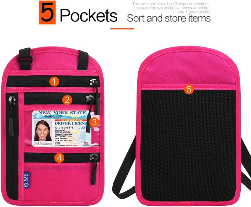 Arouselove Neck Wallet Lightweight RFID Blocking Waterproof Travel Pouch for Women Men - Image 3